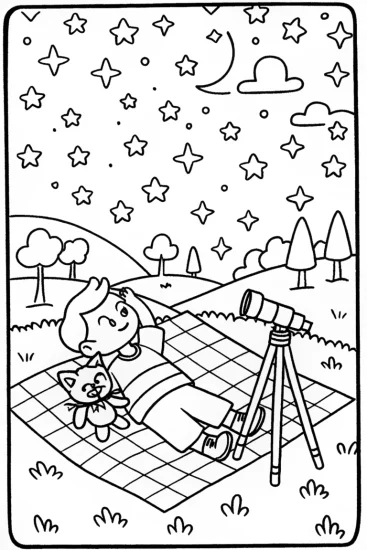 A coloring page of Summer Star Gazer Coloring Page