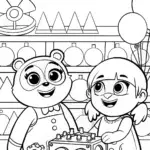Bluey and Bingo’s Whimsical Toy Factory Coloring Page