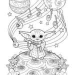 Baby Yoda’s Galactic Music Festival Coloring Page