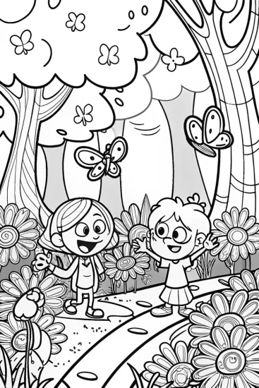 A coloring page of Garden of Giggles Coloring Page