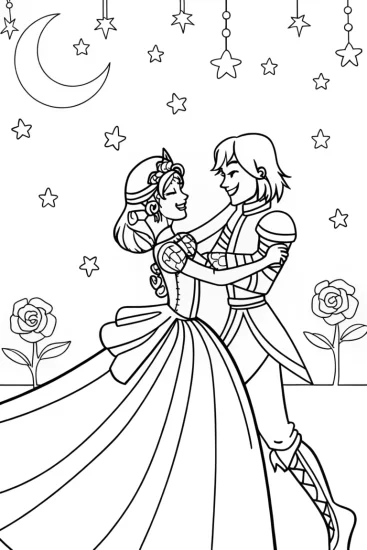 A coloring page of League of Legends Champions Dancing Coloring Page