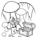 Mario’s Treasure Hunt Adventure Coloring Page