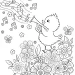 Chick’s Magical Music Garden Coloring Page