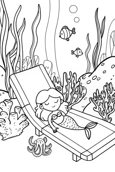 A coloring page of Mermaid Spa Day Coloring Page