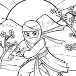 Ninja Training at Dawn Coloring Page