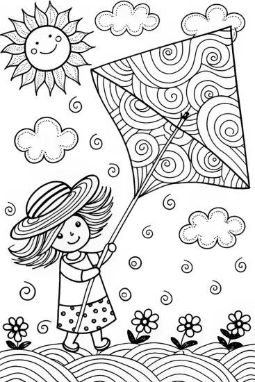 A coloring page of Summer Breeze Coloring Page