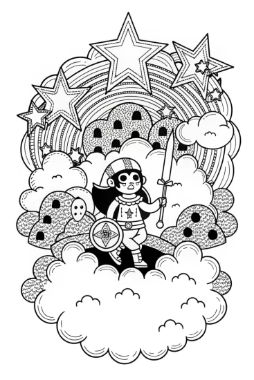 A coloring page of Minecraft Dreamscape Adventure Coloring Page