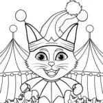 Jester the Cat’s Circus Coloring Page