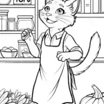Tofu the Cat’s Culinary Adventure Coloring Page
