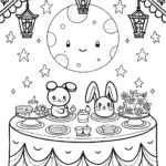 My Melody’s Starry Sky Tea Party Coloring Page