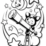 Kuromi’s Magical Stargazer Adventure Coloring Page