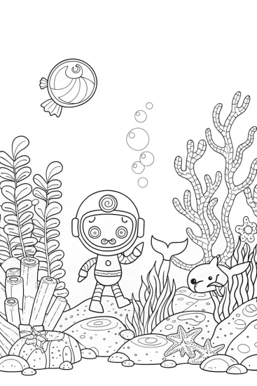 A coloring page of Octonauts Underwater Bubble Festival Coloring Page