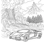 Lamborghini Racing Through the Elements Coloring Page