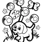 Puppy in a Bubble Maze Coloring Page