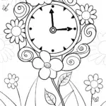 The Enchanted Flower Clock Coloring Page
