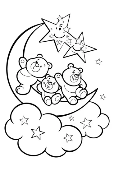 A coloring page of Care Bears’ Starry Night Adventure Coloring Page