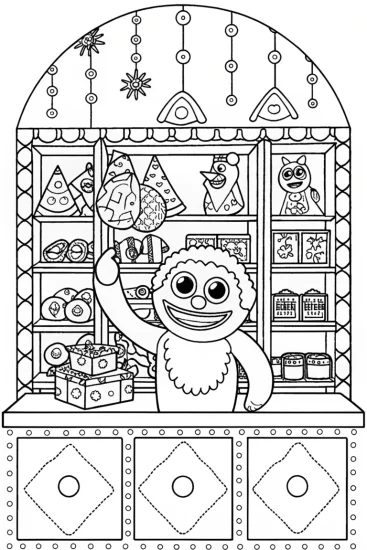 A coloring page of Huggy Wuggy’s Enchanted Toy Workshop Coloring Page
