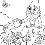 Gnome’s Sky Garden Adventure Coloring Page