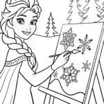 Elsa’s Enchanted Ice Painting Coloring Page