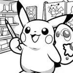 Pikachu’s Crafty Adventure Coloring Page