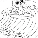 Surfer Dog’s Summer Adventure Coloring Page