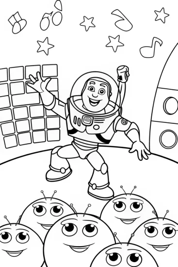 A coloring page of Buzz Lightyear’s Galactic Dance Off Coloring Page
