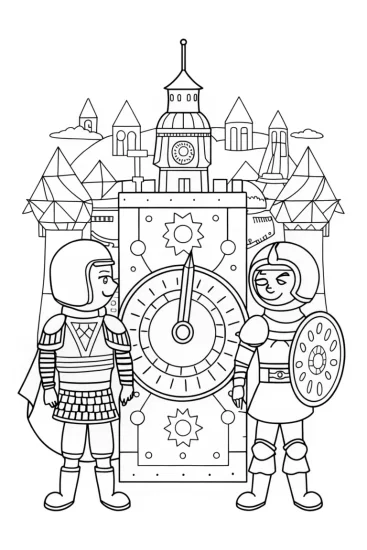A coloring page of Mario and Luigi’s Magical Time Machine Adventure Coloring Page