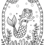 The Mermaid’s Enchanted Garden Coloring Page