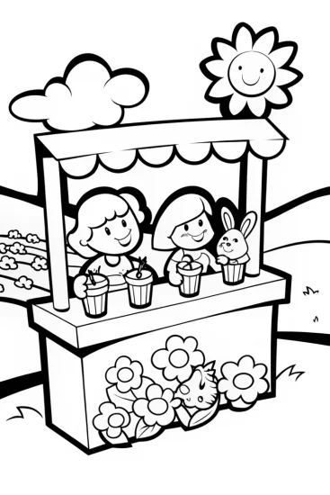 A coloring page of Summer’s Enchanted Lemonade Stand Coloring Page