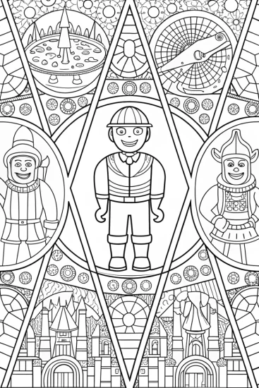 A coloring page of Blippi’s Time-Travel Adventure Coloring Page
