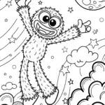 Huggy Wuggy’s Magical Night Sky Adventure Coloring Page