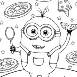 Minion’s Galactic Pizza Party Coloring Page