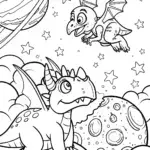 Dinosaur Space Explorers Coloring Page