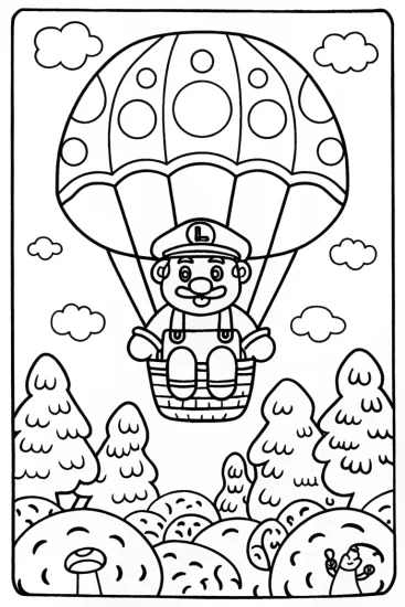 A coloring page of Luigi’s Balloon Adventure Coloring Page