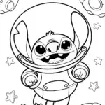 Stitch’s Cosmic Quilt Journey Coloring Page