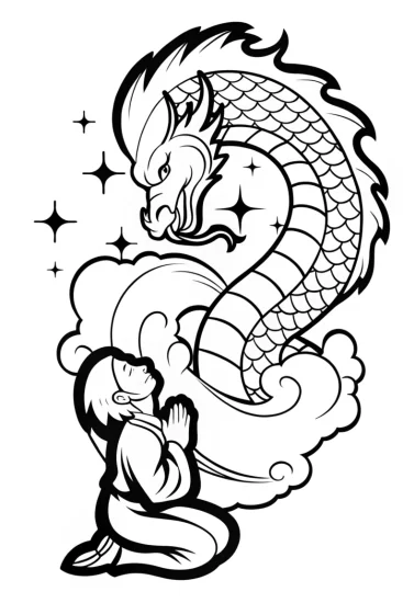 A coloring page of The Demon Slayer’s Guardian Spirit Coloring Page
