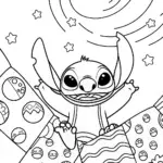Stitch’s Galactic Quilt Adventure Coloring Page