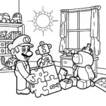 Mario’s Toy Workshop Adventure Coloring Page