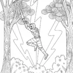 Ninja in a Thunderstorm Coloring Page