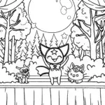 Kuromi’s Spooky Shadow Puppet Show Coloring Page