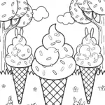 The Ice Cream Forest Adventure Coloring Page