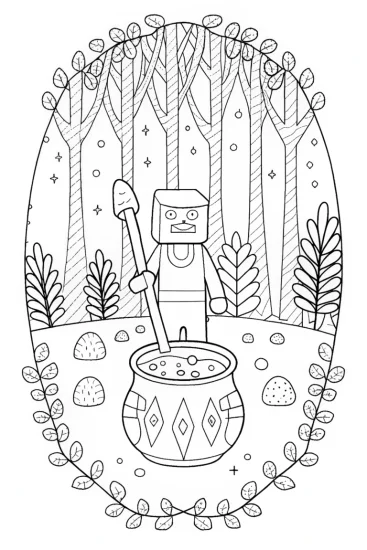 A coloring page of Minecraft Potion Brewing Adventure Coloring Page