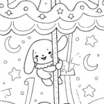 Cinnamoroll’s Dreamy Cloud Carousel Coloring Page