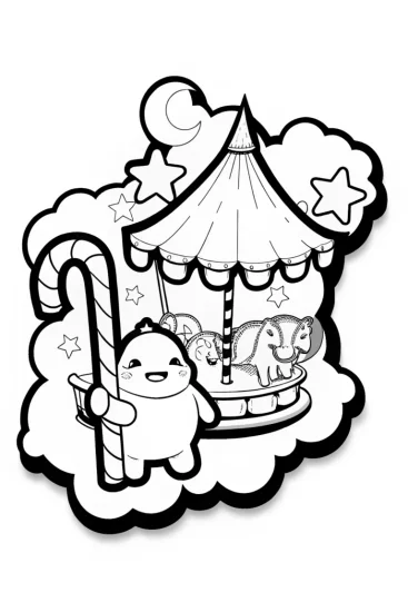 A coloring page of Monsters at the Enchanted Fair Coloring Page