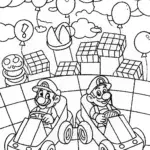 Mario and Luigi Sky Race Coloring Page