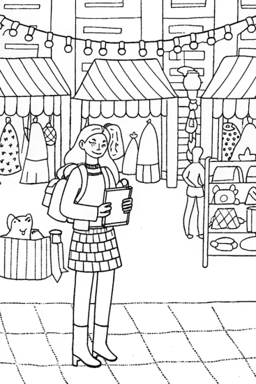 A coloring page of Barbie the Fashion Adventurer Coloring Page