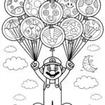 Mario’s Balloon Bonanza Coloring Page