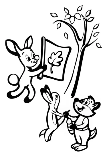 A coloring page of Autumn Adventures with Leafy Friends Coloring Page