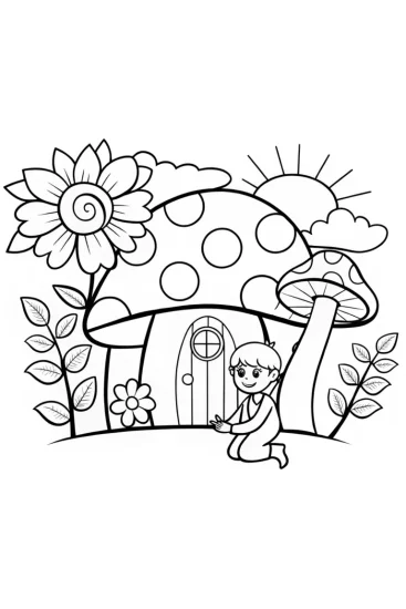 A coloring page of Blippi’s Magical Garden Adventure Coloring Page