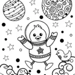 Chick’s Magical Space Dance Party Coloring Page
